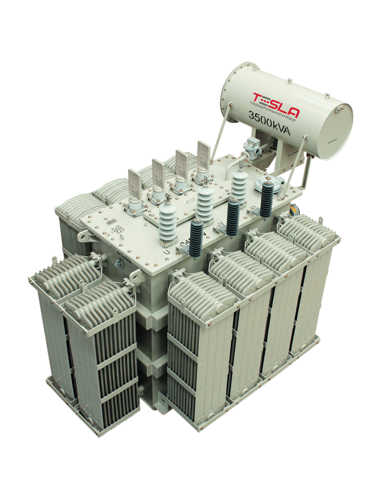 Transformador Trifásico Aceite Convencional Especial 3500 KVA Serie 34.5 _ 1.2 KV con Terminales AT y BT en la Tapa