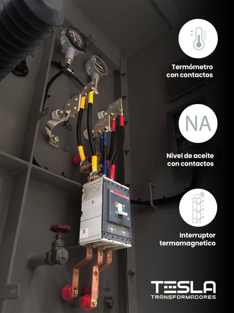 Transformador tipo pedestal (frente vivo) 112,5 kVA serie 34.5-1.2- vista baja tensión kV